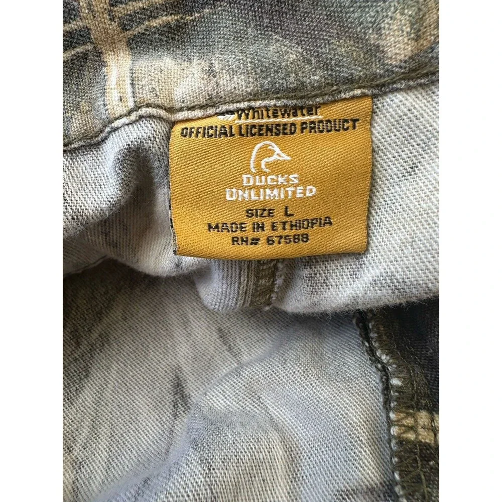 Whitewater Ducks Unlimited Camo Cargo Hunting Pants Mens Lg, Adjustable Realtree